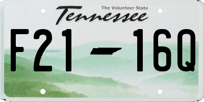 TN license plate F2116Q