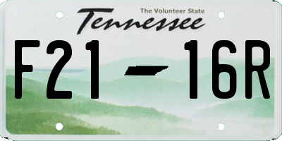 TN license plate F2116R