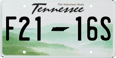 TN license plate F2116S
