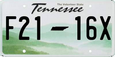 TN license plate F2116X