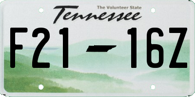 TN license plate F2116Z