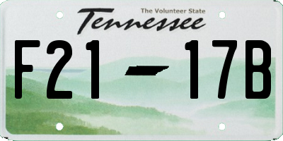 TN license plate F2117B