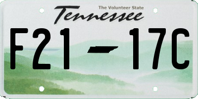 TN license plate F2117C
