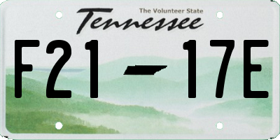 TN license plate F2117E