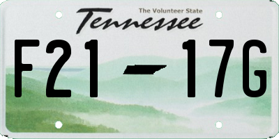 TN license plate F2117G