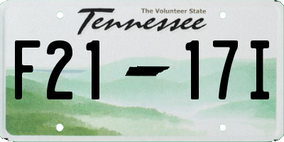 TN license plate F2117I