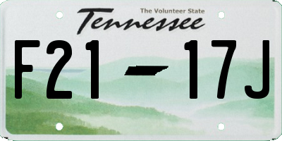 TN license plate F2117J