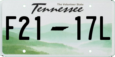TN license plate F2117L