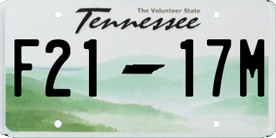 TN license plate F2117M