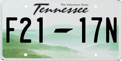 TN license plate F2117N