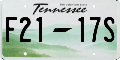 TN license plate F2117S
