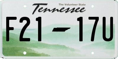 TN license plate F2117U