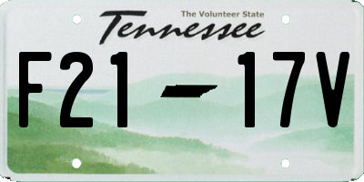 TN license plate F2117V