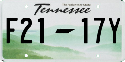 TN license plate F2117Y