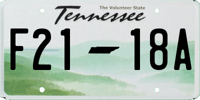 TN license plate F2118A
