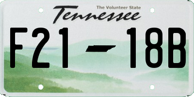 TN license plate F2118B