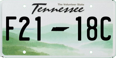 TN license plate F2118C