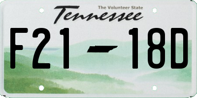 TN license plate F2118D
