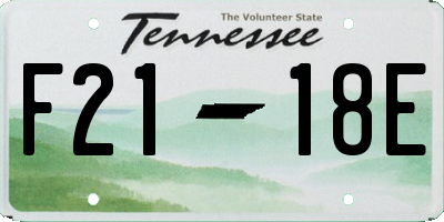 TN license plate F2118E