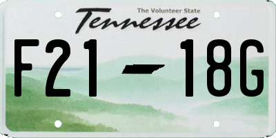 TN license plate F2118G