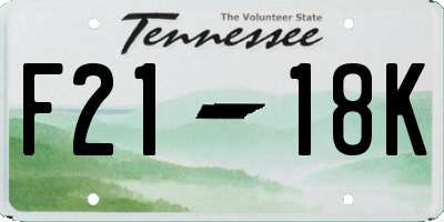 TN license plate F2118K