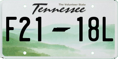 TN license plate F2118L