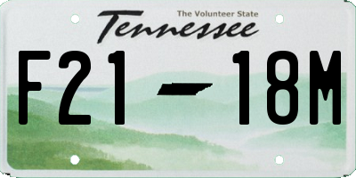 TN license plate F2118M