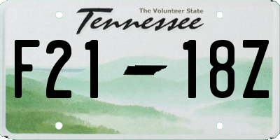TN license plate F2118Z