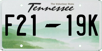 TN license plate F2119K