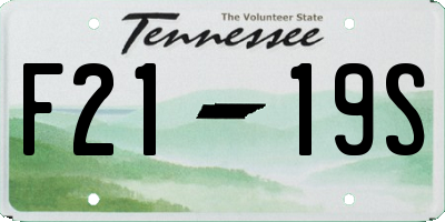 TN license plate F2119S