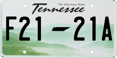 TN license plate F2121A