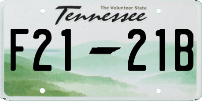 TN license plate F2121B