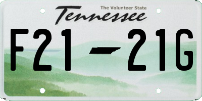 TN license plate F2121G