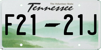 TN license plate F2121J