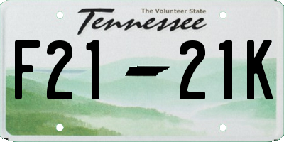 TN license plate F2121K