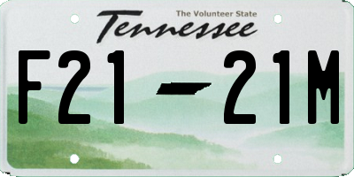 TN license plate F2121M