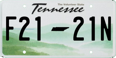 TN license plate F2121N