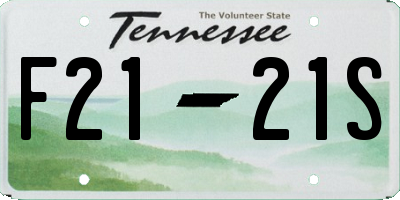 TN license plate F2121S