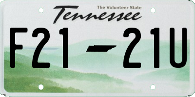 TN license plate F2121U