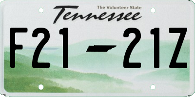 TN license plate F2121Z