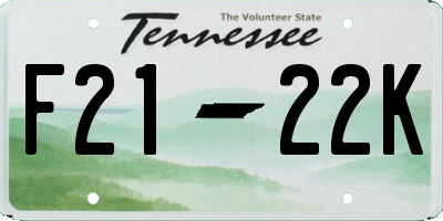 TN license plate F2122K