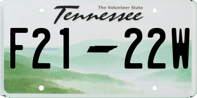 TN license plate F2122W