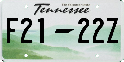 TN license plate F2122Z
