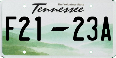 TN license plate F2123A