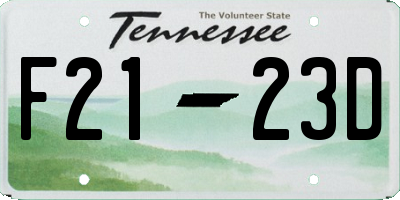 TN license plate F2123D