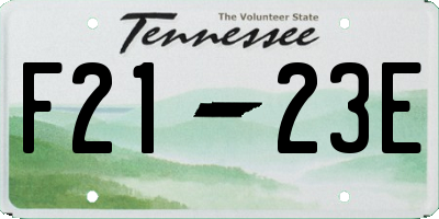 TN license plate F2123E
