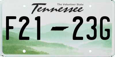 TN license plate F2123G
