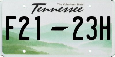 TN license plate F2123H