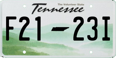 TN license plate F2123I