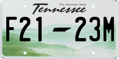 TN license plate F2123M